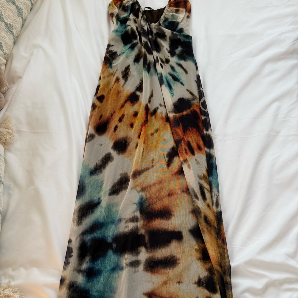 Zara Brown and Cream Patterned Dress